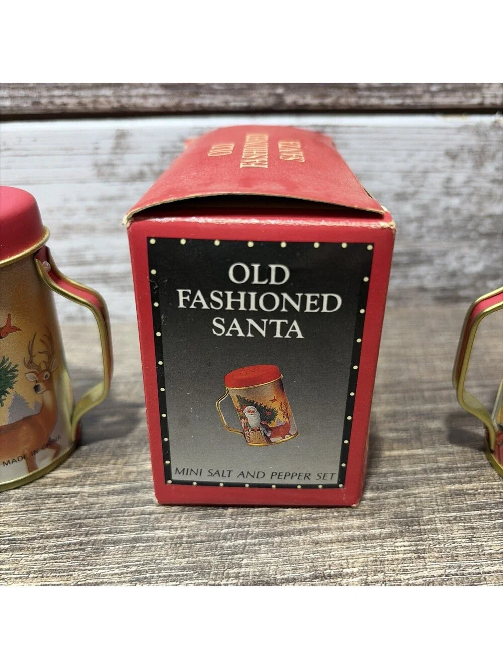 Christmas Old Fashioned Santa Mini Salt & Pepper Shakers Holiday Set New In Box